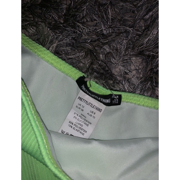 Neon green two piece thong one shoulder bikini - Picture 4 of 8